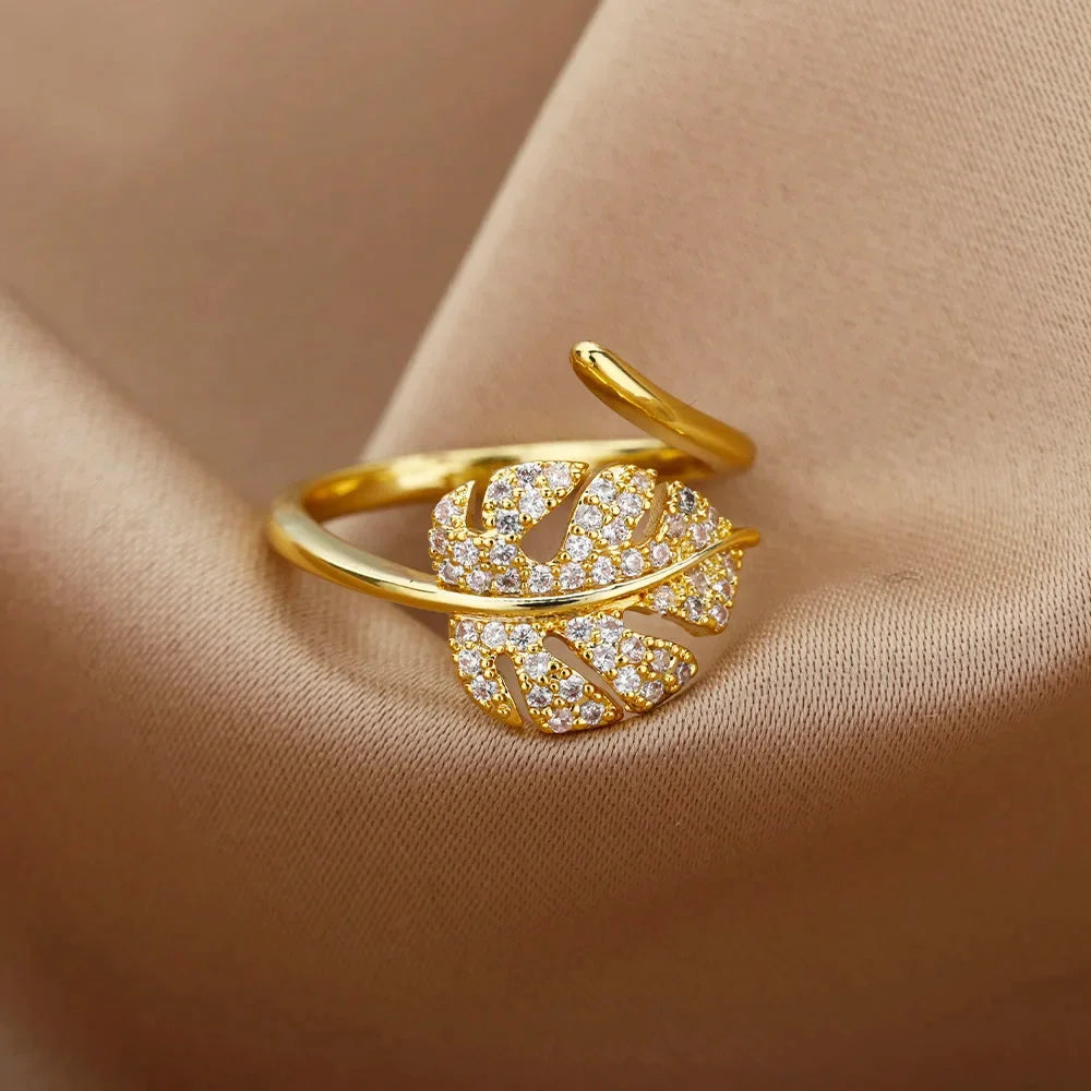 Gold Plated Zircon Crystal Ring
