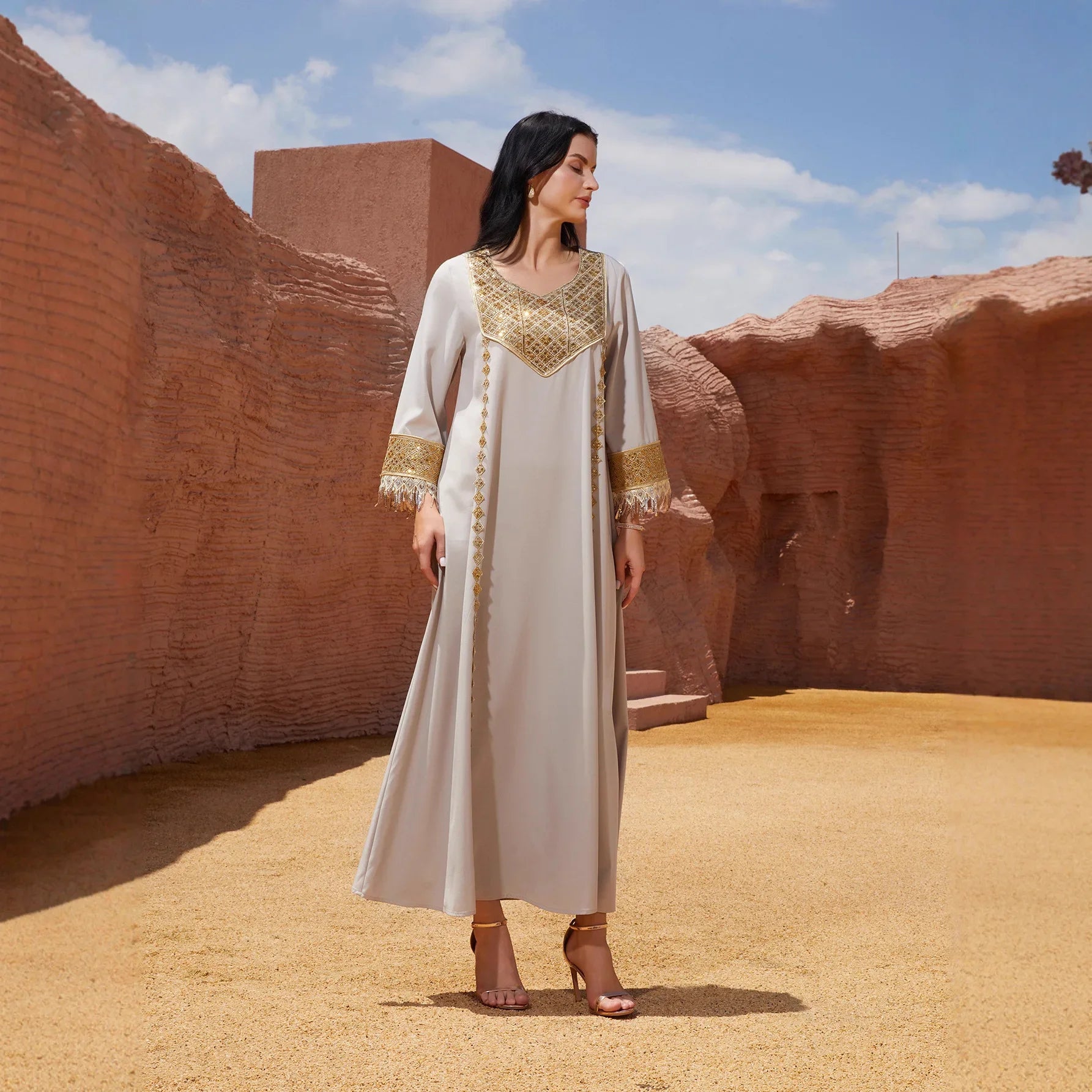 Elegant Sequin Abaya Dress