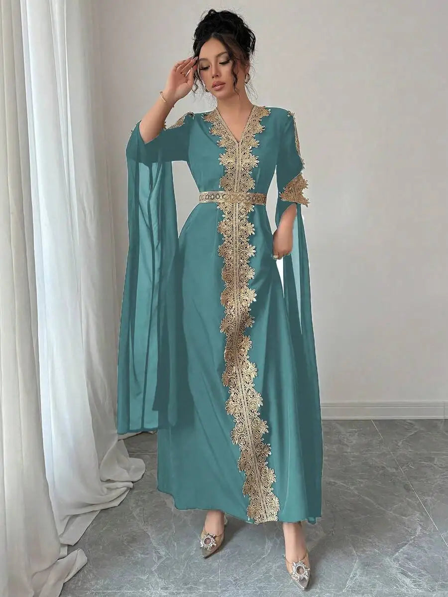 Elegant Eid V-Neck Abaya Dress