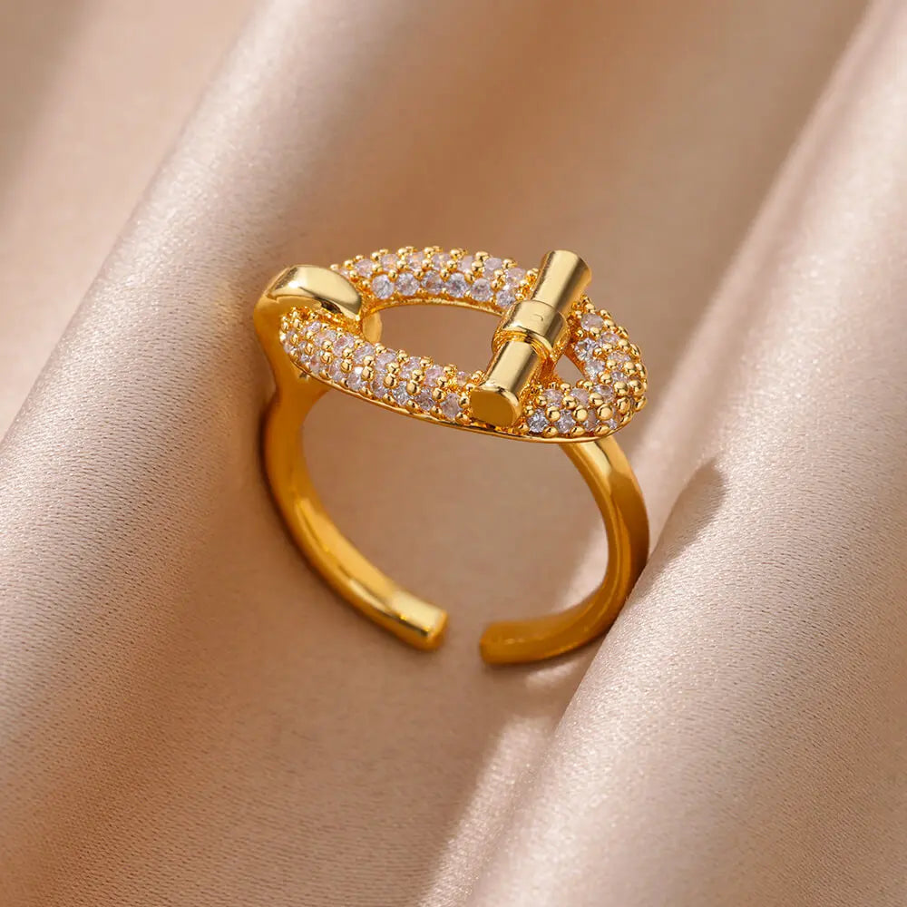 Gold Plated Zircon Crystal Ring