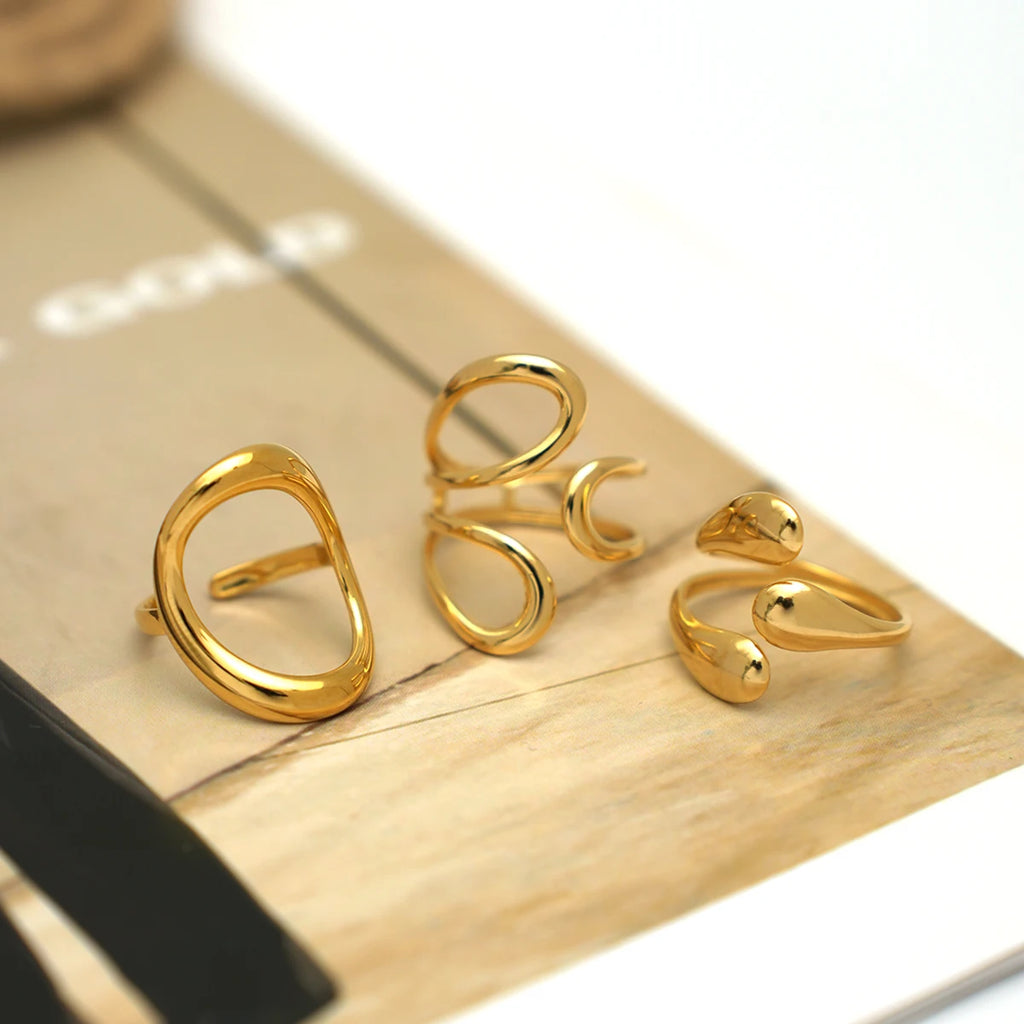 Elegant Stainless Steel Gold Ring
