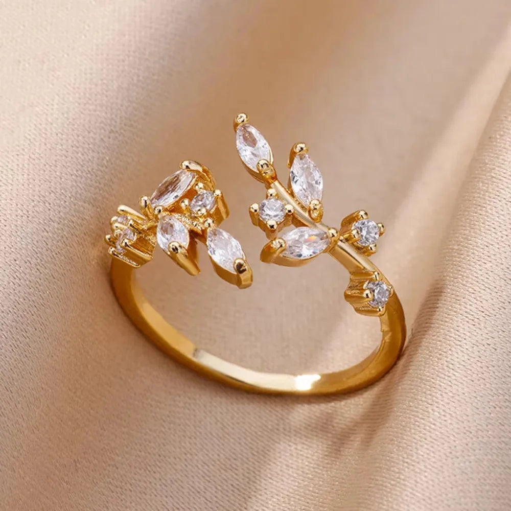 Gold Plated Zircon Crystal Ring