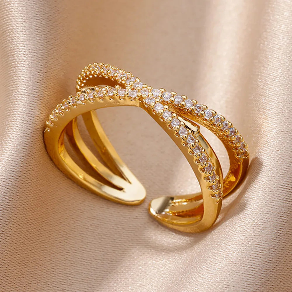 Gold Plated Zircon Crystal Ring