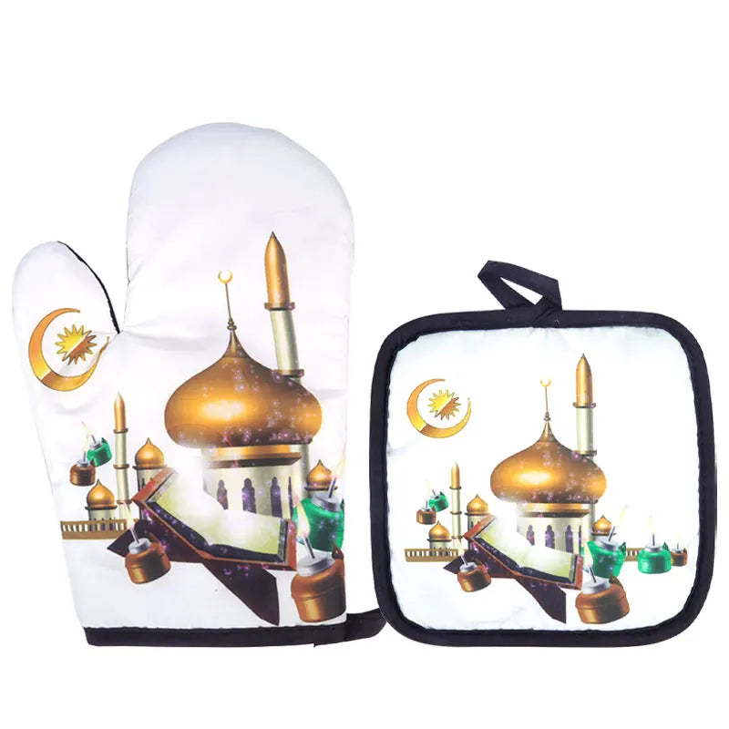 Ramadan Heat-Resistant Oven Gloves & Pot Holder Set