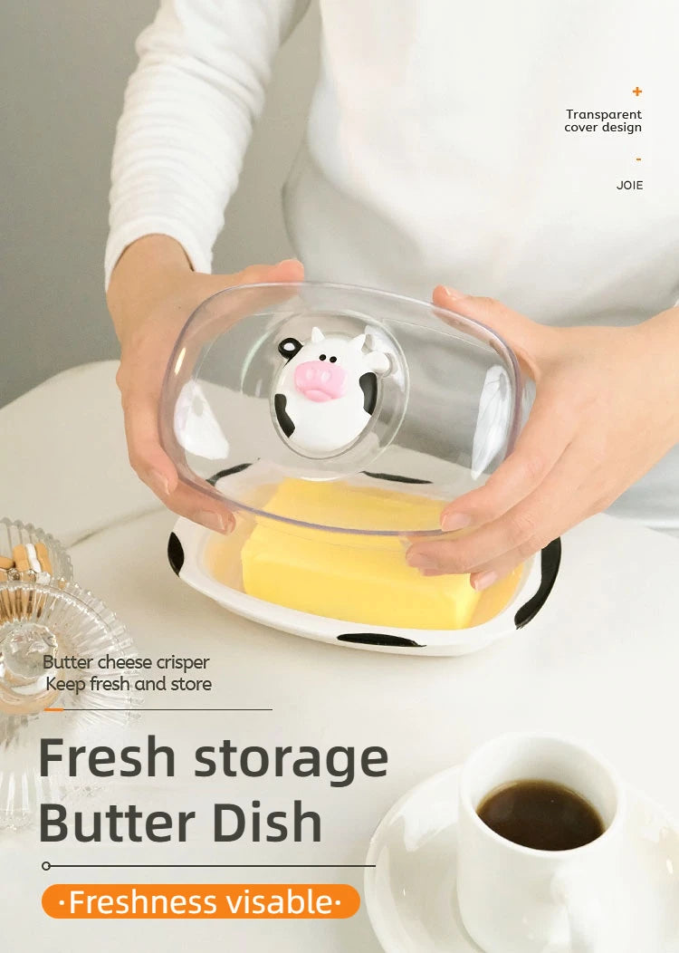 Joie MooMoo Butter Dish with Lid – Refrigerator Storage Box