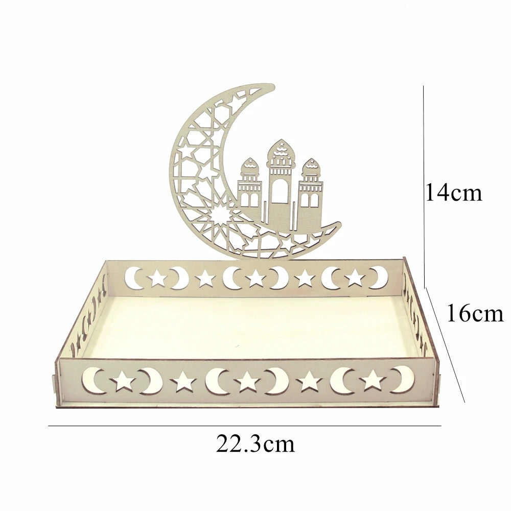 Islamic Wooden Tray for Eid & Ramadan – Moon Star Design