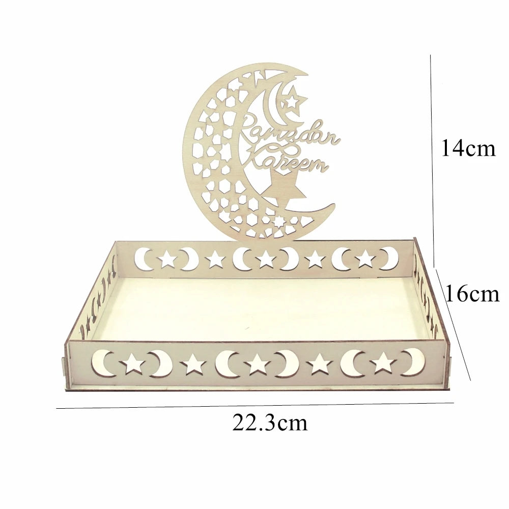 Islamic Wooden Tray for Eid & Ramadan – Moon Star Design