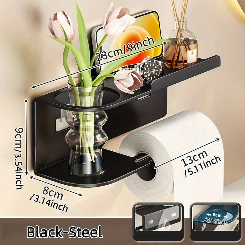 2-in-1 Toilet Paper Holder with Phone Shelf