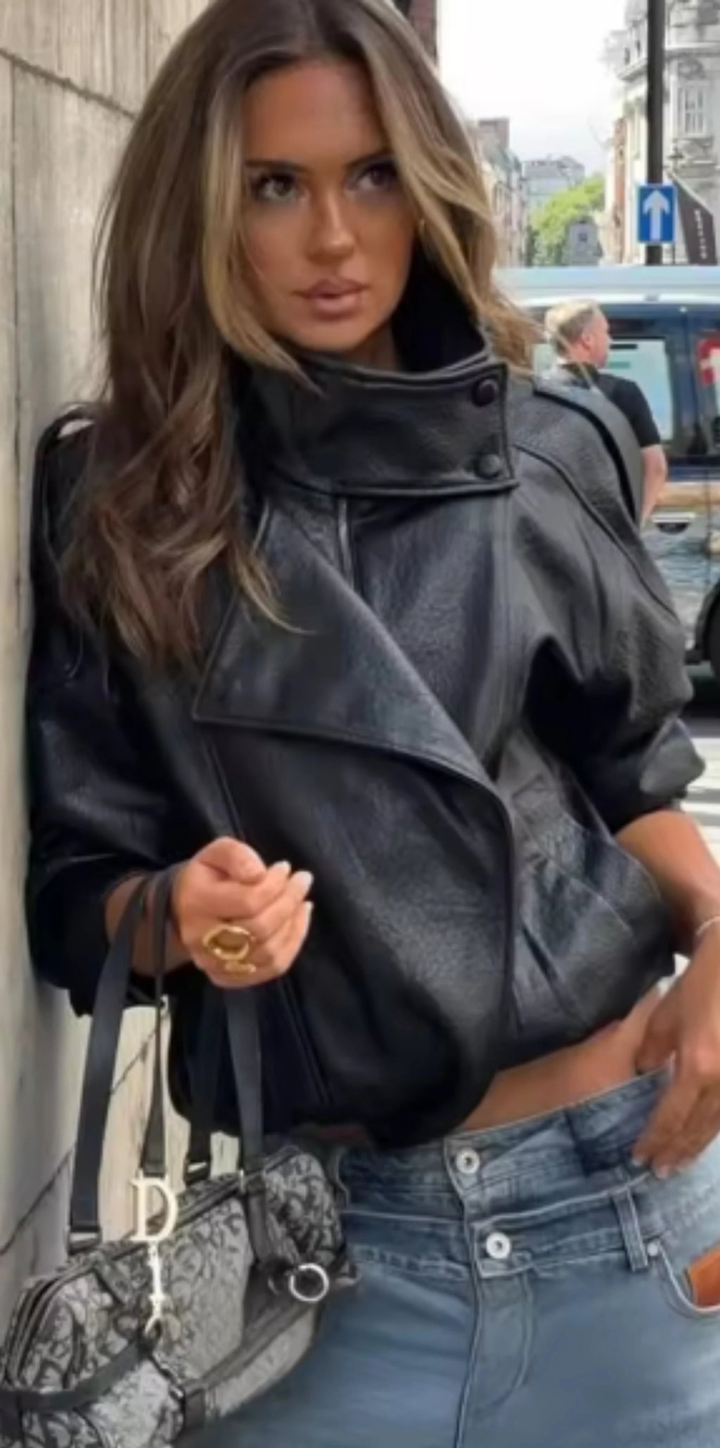Women’s Black Faux Leather Moto Jacket
