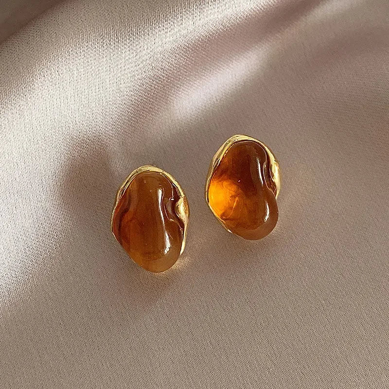 Elegant Amber Crystal Stud Earrings