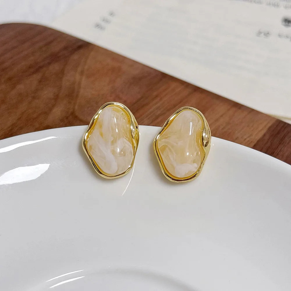 Elegant Amber Crystal Stud Earrings