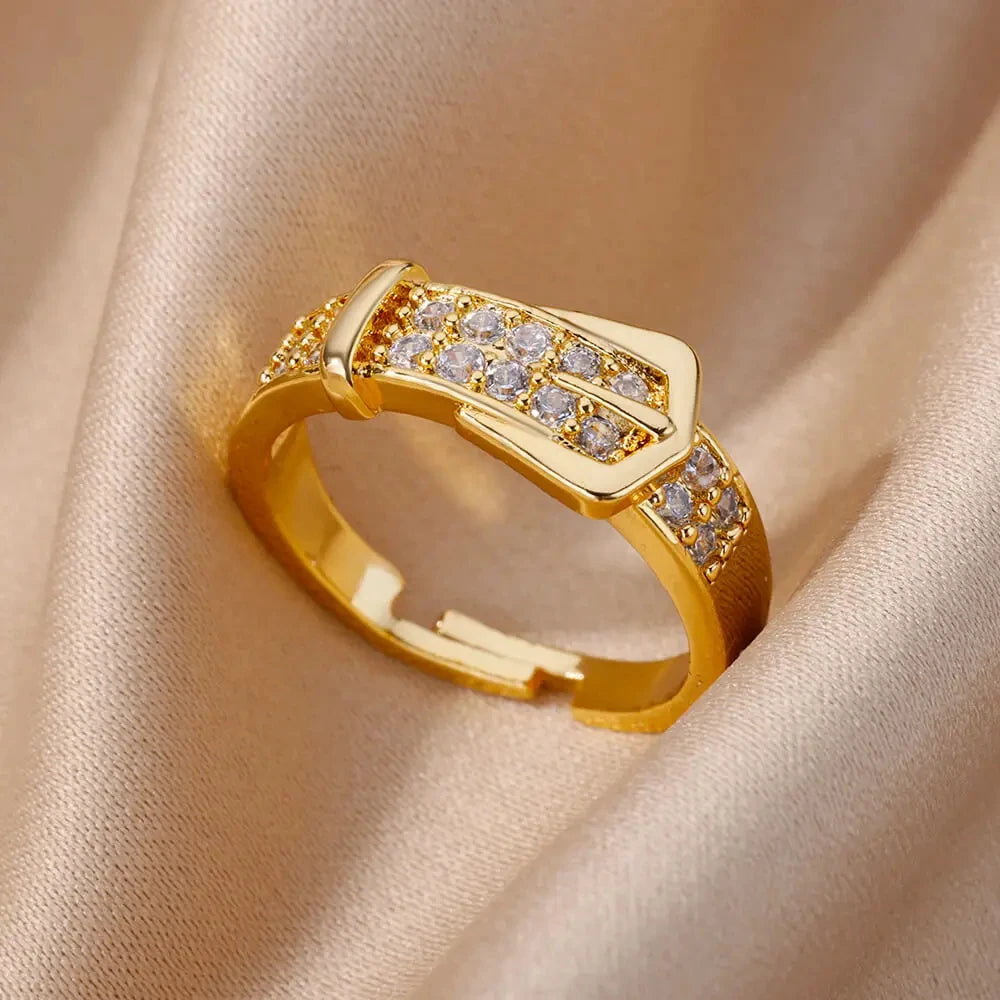 Gold Plated Zircon Crystal Ring