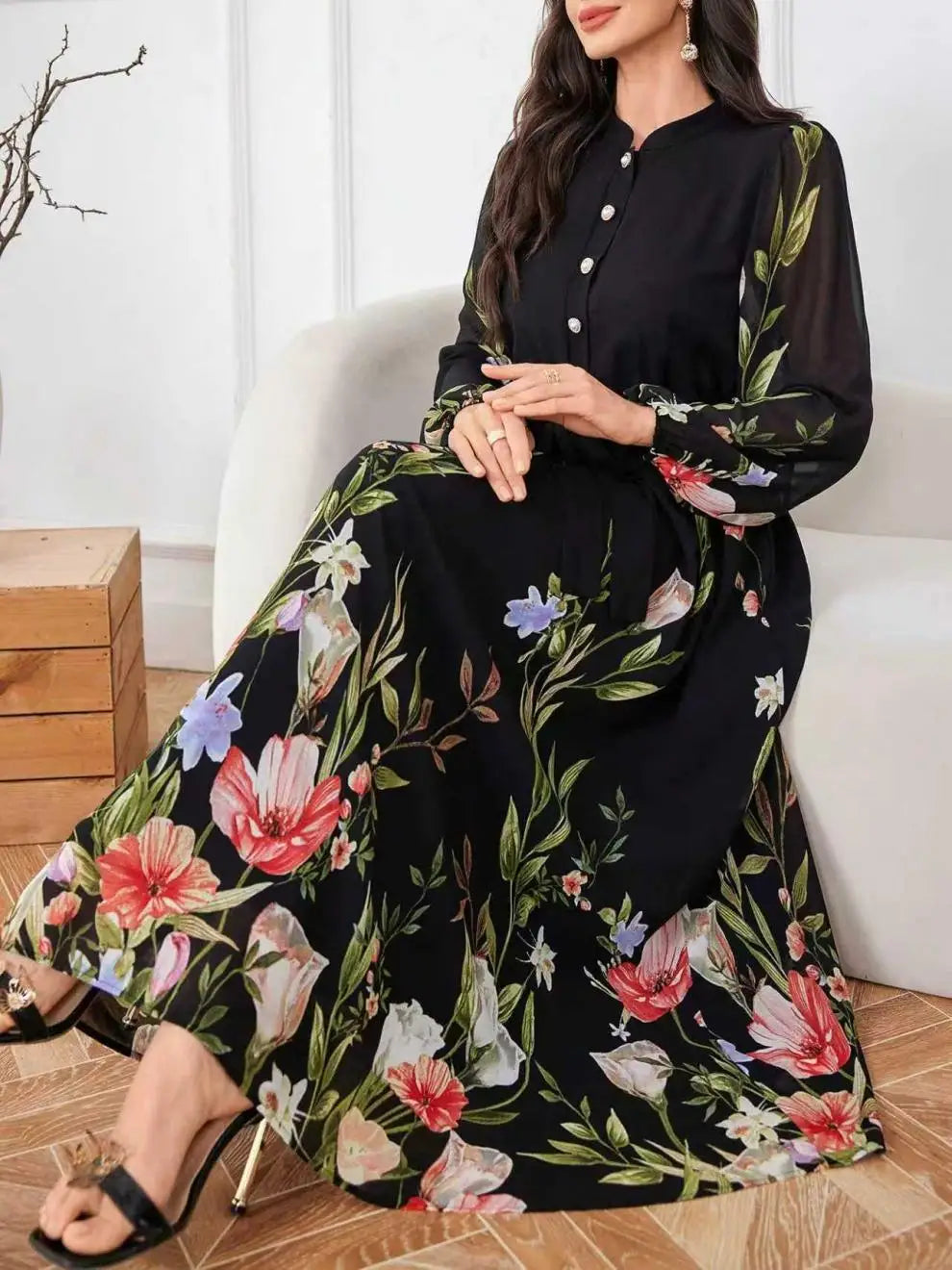 Chic Printed Long Sleeve Dress